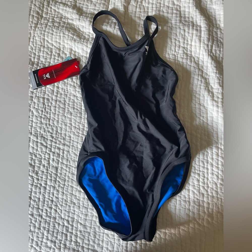 TYR Reversible Swimsuit, Blue/Black, Size 34, New with Tags